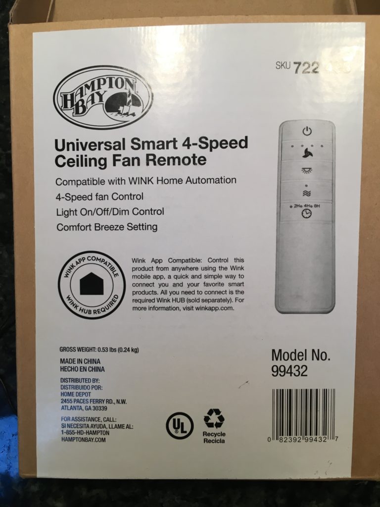 Replacing MR77A Fan Receiver with Hampton Bay Universal Wink Enabled ...